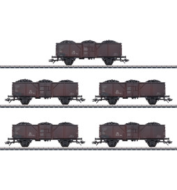 Marklin M044311 - Zestaw 5 wagonów towarowych typu  Fd-z-72 Ommv , DB, epoka III