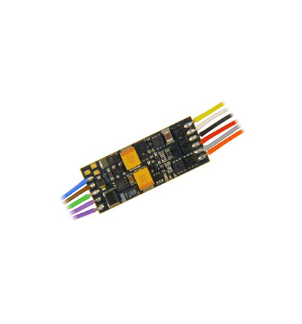Nowość !  Miniaturowy dekoder jazdy i dźwięku Zimo MX649R (1W) DCC NEM652 8-pin z przewodami
