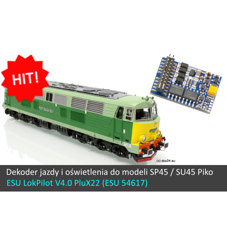 Dekoder jazdy i oświetlenia do SP45 / SU45 Piko - ESU LokPilot V4.0 DCC PluX 22-pin (ESU 54617)