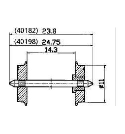 Roco 40198 - Zestawy kołowe jednostronnie izolowane, 11mm, 2szt