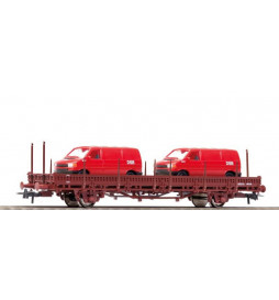 Roco 67436 - Wagon platforma z dwoma samochodami VW, DSB