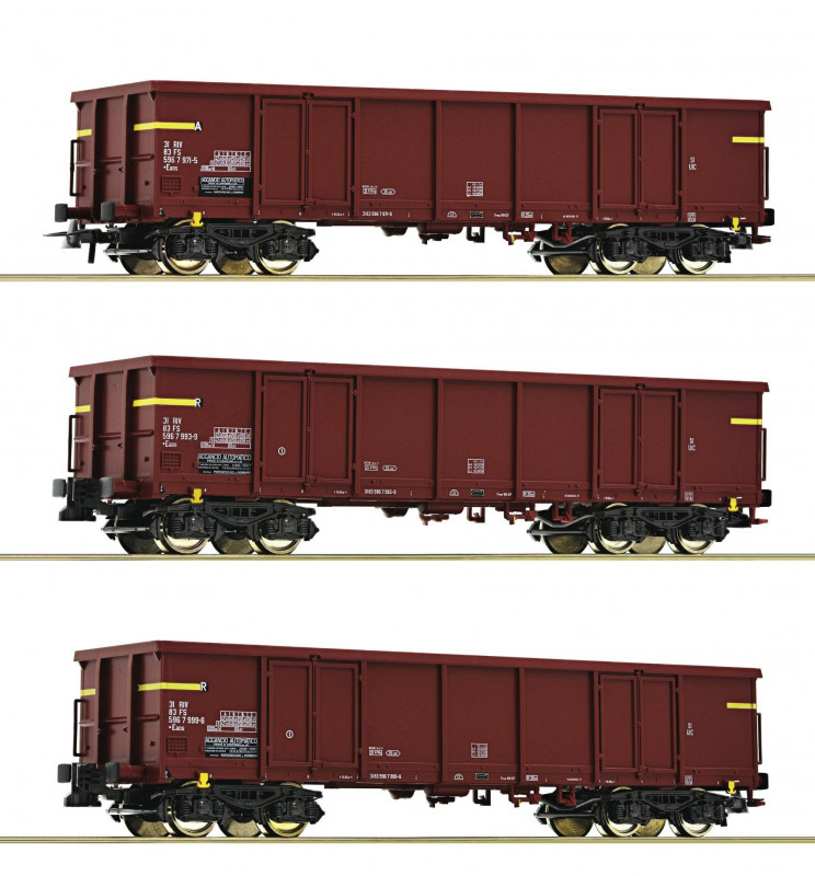 Roco 76160 - Zestaw 3 wagonów Eaos FS ze sprzęgiem samoczynnym pomiędzy wagonami