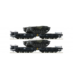 Roco 76161 - Zestaw 2 platform podczołgowych DB z ładunkiem podwozi czołgów M48