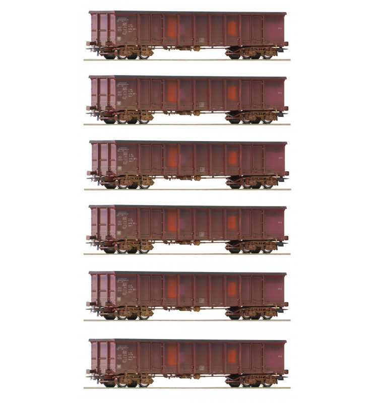 Roco 75975 - Zestaw 6 wagonów Eanos DB-AG fabrycznie patynowanych