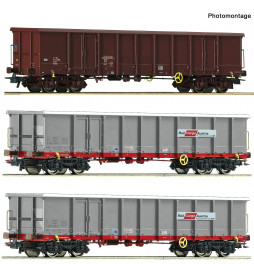 Roco 67153 - 3-tlg. Set: Offene Güterwagen, ÖBB