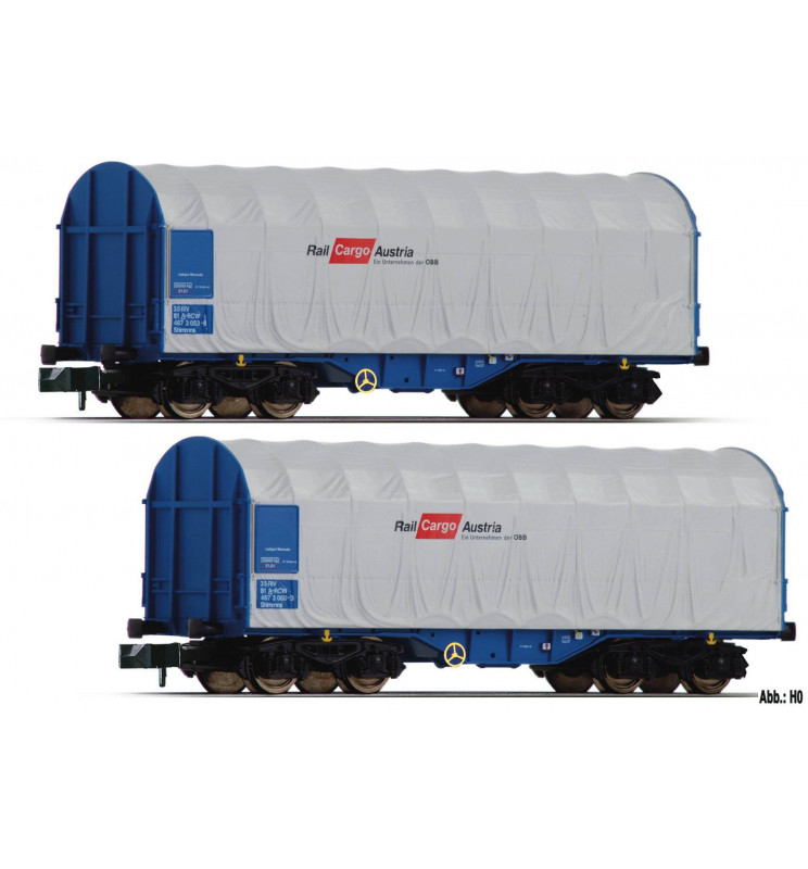 Fleischmann 837924 - 2-tlg. Set Schiebeplanenwagen Bauart Shimms, ÖBB (Rail Cargo Austria)