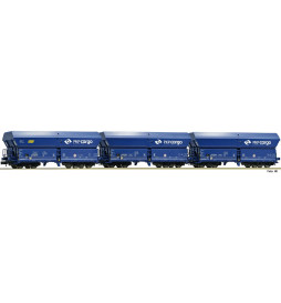 Fleischmann 852328 - Zestaw 3 wagonów samowyładowczych Falns, PKP Cargo, skala N