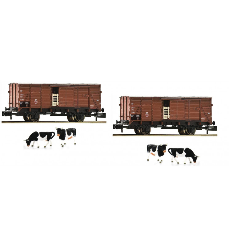 Fleischmann 881804 - Zestaw 2 wagonów krytych G10 do przewozu zwierząt, DB
