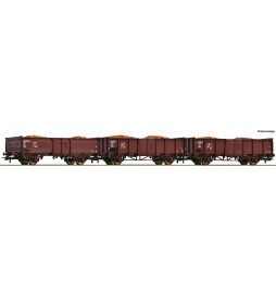 Roco 76081 - Zestaw 3 wagonów odkrytych DR z ładunkiem