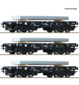 Roco 67194 - 3 piece set: Heavy duty flat wagon NS