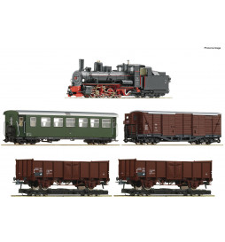 Roco 31032 - Zestaw 5 elementów H0e: Parowóz 399.06 z pociągiem mieszanym