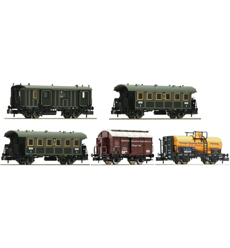 Fleischmann 809003 - 5 piece wagon set „Goods train with passenger transportation (GmP)“