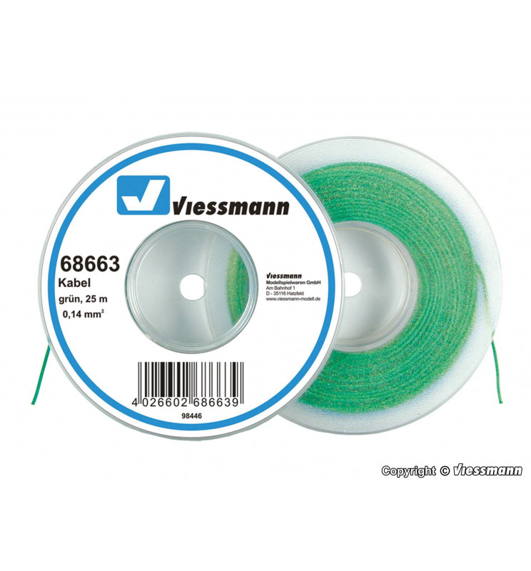 Viessmann 68663  - Przewód 25 m, 0,14 mm kwadratowych, zielony