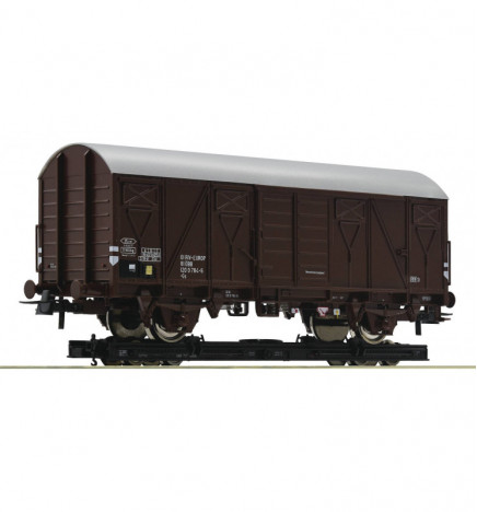 Roco 34575 - Wagon towarowy kryty ÖBB na platformie wąskotorowej