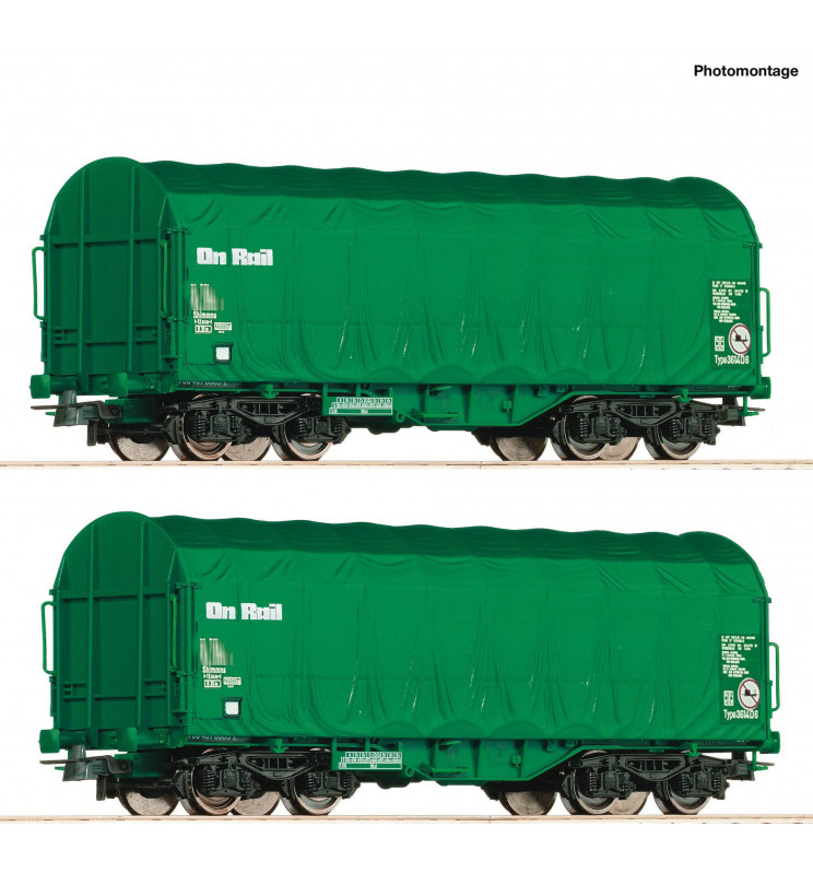 Roco 76049 - Zestaw 2 wagonów plandekowych typu Shimmns, On Rail