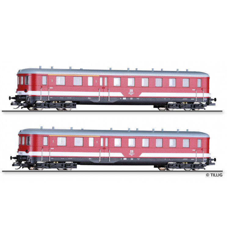 Tillig TT 01011 - Set of the DR with two driving cab coaches class 195 of the DR, Ep. IV