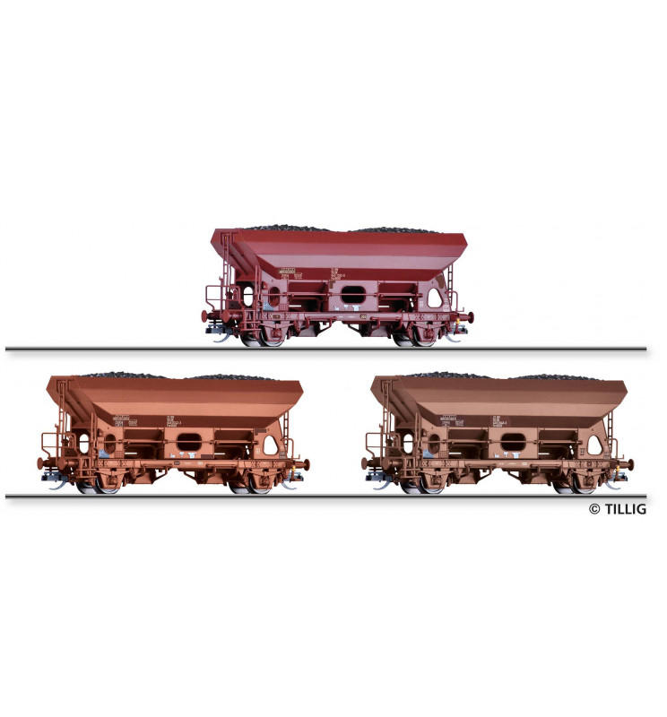 Tillig TT 01017 - Freight car set of the DR with three hopper cars Fcs 6450, Ep. IV