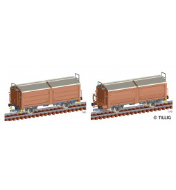 Tillig TT 01020 - Freight car set of the DB with two slidingroof-/ sliding wall cars Tims 858, Ep. IV -NEW-