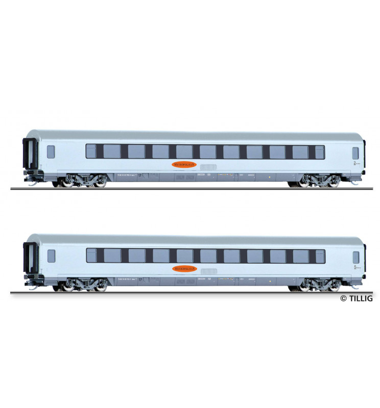Tillig TT 01023 - Passenger coach set “Metropolitan 2“ of the DB AG with two passenger coaches, Ep. V