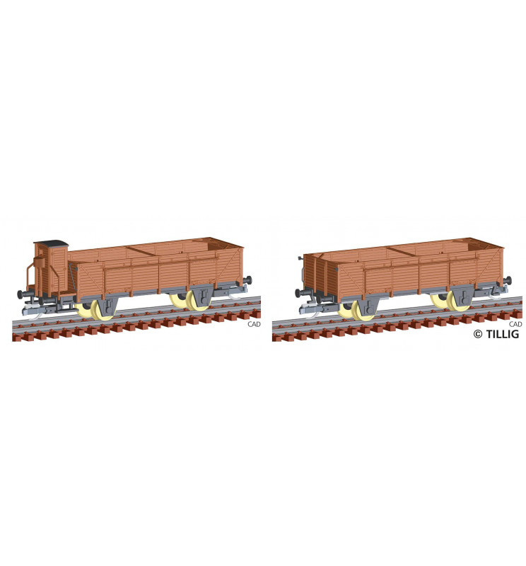 Tillig TT 01026 - Freight car set of the DR with two open cars with load, Ep. III -NEW-