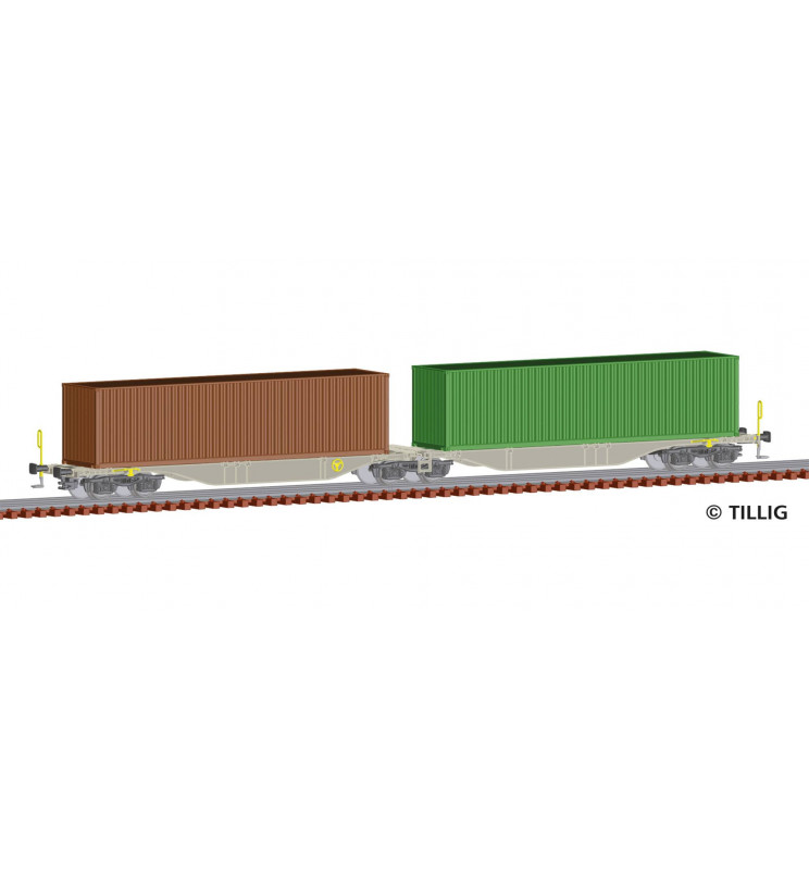 Tillig TT 18060 - Container car Sggmrs 747  of the DB AG with load, Ep. V -NEW-