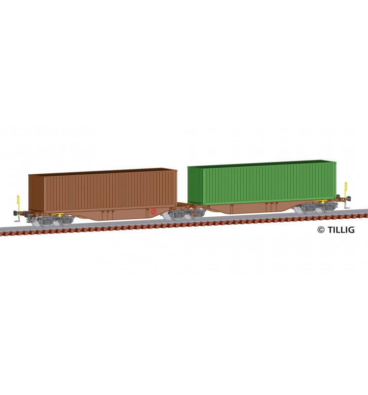 Tillig TT 18062 - Containertragwagen Sggmrss 578.0 of the ČD Cargo with load, Ep. V -NEW-
