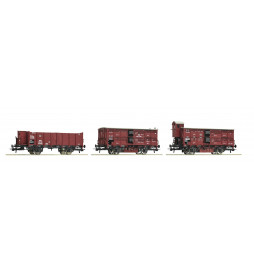 Roco 76060 - Zestaw 3 wagonów towarowych K.P.E.V. ep. I