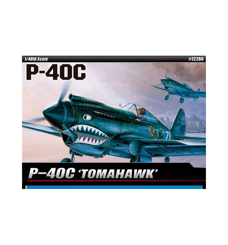 Academy 12235 - Samolot P-40C Tomahawk IIB Ace of African Front, do sklejania, skala 1:48