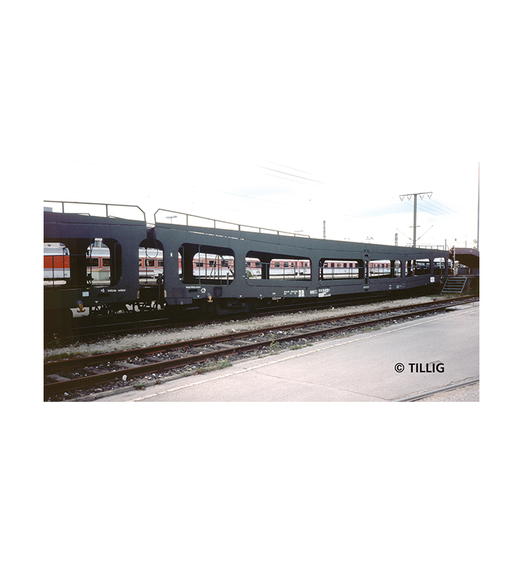 Set 3 wagonów do transp. aut DDm DR ep IV - Tillig TT 01636