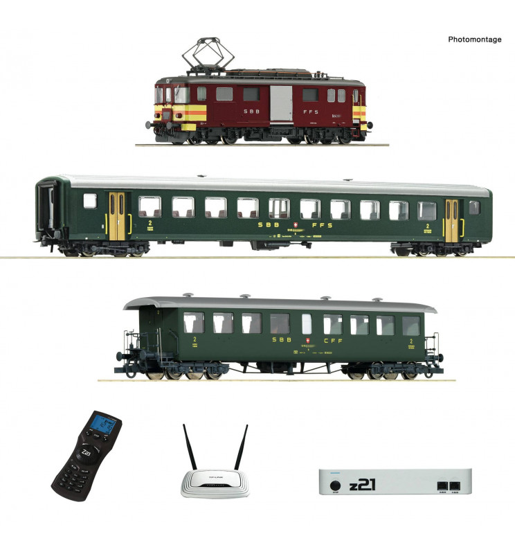 Roco 51339 - z21 digital set: Electric luggage railcar De 4/4 with passenger train SBB, ep. IV-V