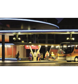 kibri 39005 - H0 Modern bus stop with roof incl. LED lighting,2 pieces