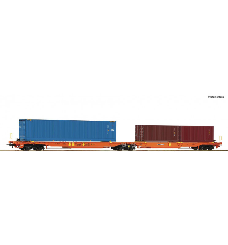 Roco 77360 - Wagon platforma typ Sdggmrs z kontenerami WASCOSA, ep. VI