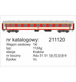 Robo 211100 - Wagon osobowy 1 klasy z ryflowanym dachem 112Ag , St. Wrocław, ep. Vc