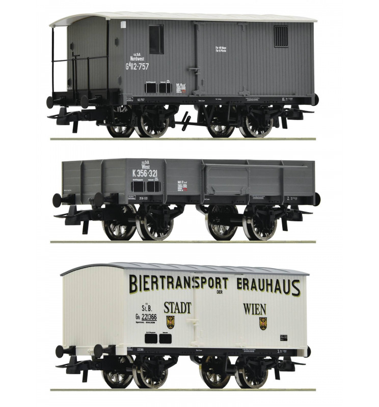 Roco 76037 - Zestaw 3 wagonów towarowych  KKSTB/BBÖ, ep. I