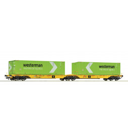 Roco 76631 - Podwójny wagon kontenerowy Sggmrs H0 1:87 CLIP ep. VI + kontenery