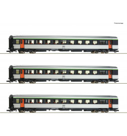 Roco 74032 - Zestaw 3 wagonów EC “Mont Cenis”, SNCF, epoka IV