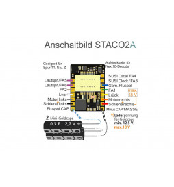ZIMO STACO2A - Kontroler podtrzymania napięcia StayAlive z interfejsem Next18 + 2x  GoldCap 0,3F 2,7V