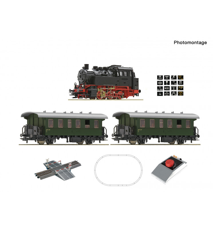 Roco 5100001 - Analogowy zestaw startowy z parowozem BR 80 (oznaczenia PKP) i wagonami pasażerskimi, ep. III,IV