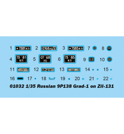 Trumpeter 01032 - Rosyjska wyrzutnia rakiet 9P138 Grad-1,do sklejania, skala 1:35