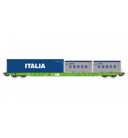 Igra Model 96010073 - Wagon platforma Sggnss z kontenerami Italia 40` + 2 x Cosco OT 20´C, epoka VI