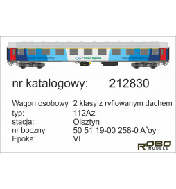 Robo 212830 - Wagon osobowy 2 klasa z ryflowanym dachem, 112Az, St. Olsztyn, ep. VI
