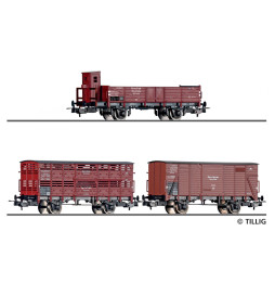 Tillig 70067 - Zestaw 3 wagonów towarowych Górny Śląsk / Kolej Górnośląska, epoka II